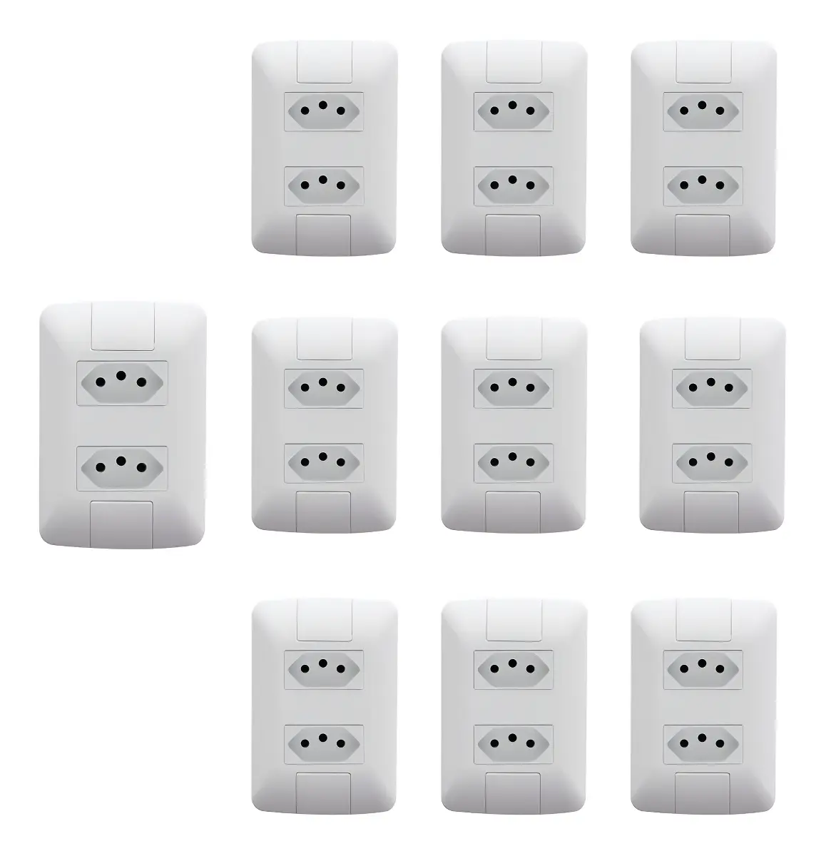 Kit 10 Conjunto  2 Tomadas Padrão 10a 4x2 Aria Cor Branco
